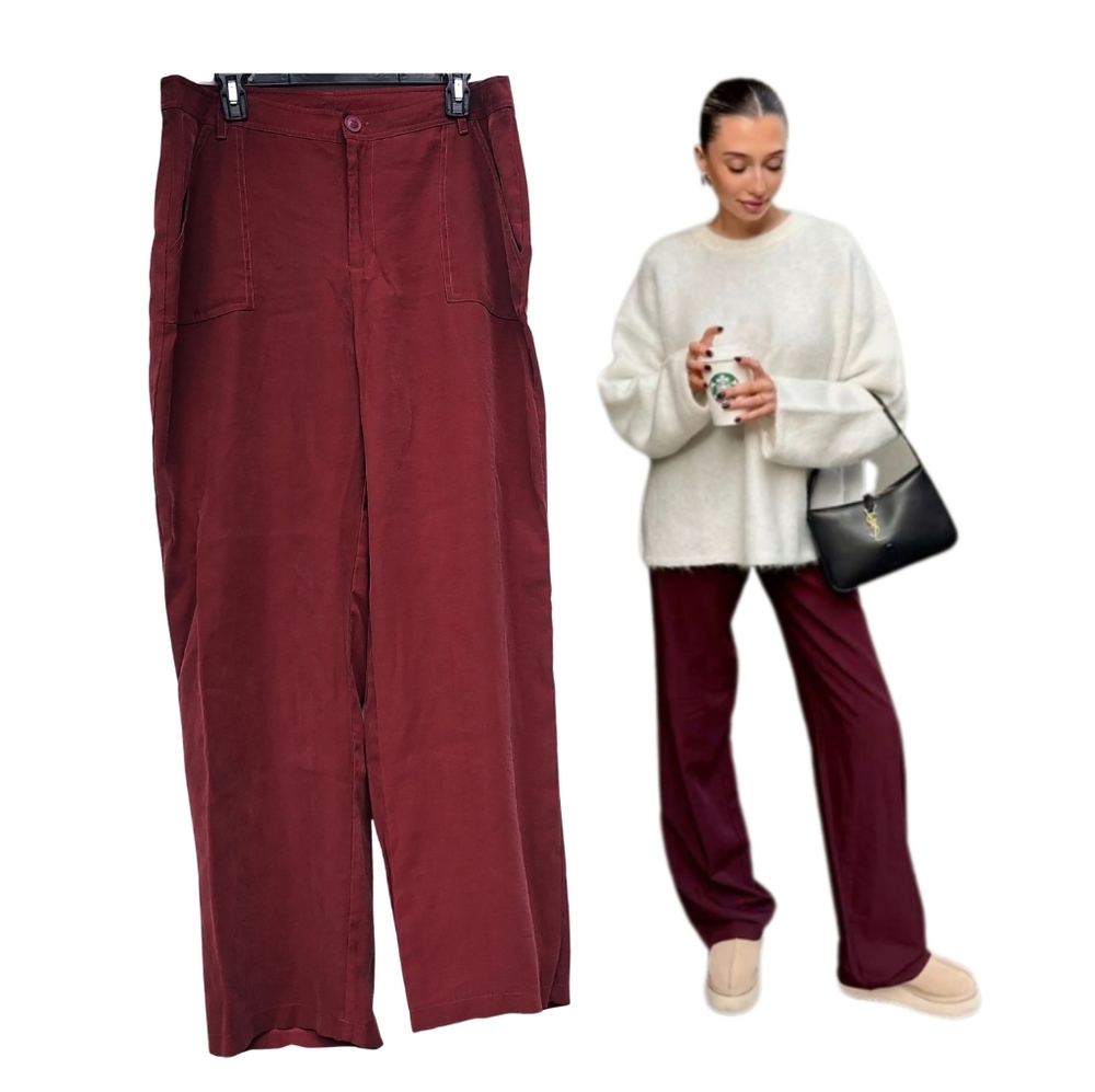 ASOS Design Burgundy Wide Leg Pants Whimsigoth